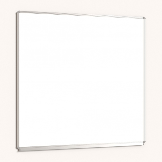 Whiteboard, 120x120 cm, mit durchgehender Ablage, Stahlemaille weiß, 